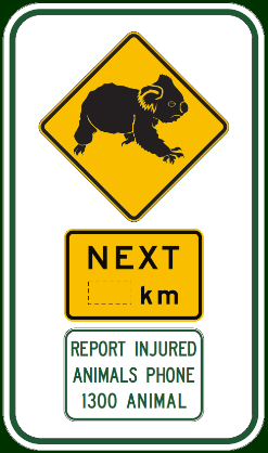 wildlife sign with report injured animals to phone 1300 animal