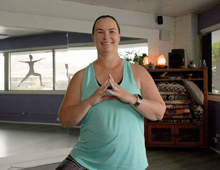 Suze showing a standing yoga pose