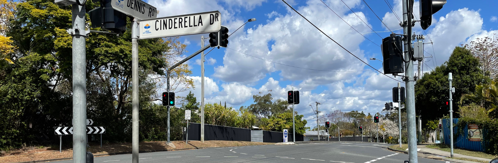 View of the Cinderella Drive and Dennis Road intersection