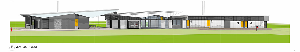 3d illustration of planned McKinnon Sports Park South Clubhouse