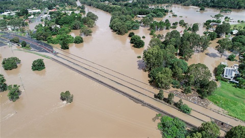 Aerial of Logan River in flood looking north 2022.jpg