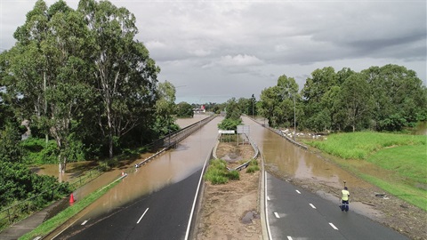 Logan River in flood