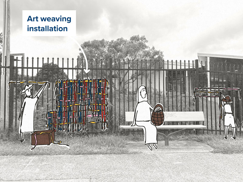 Art weaving installation