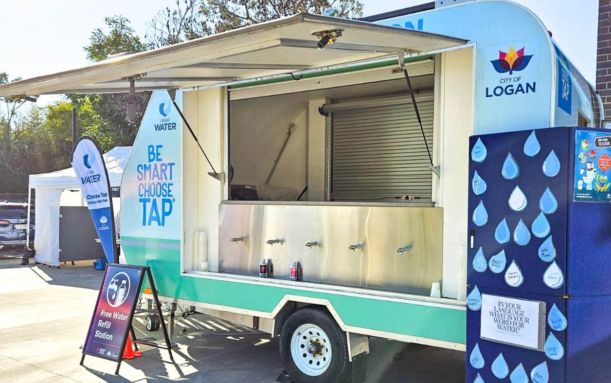 Water wagon set up outdoors