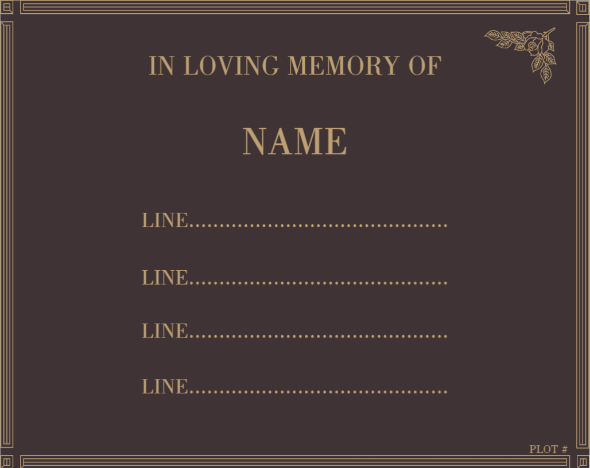 Columbarium wall plaque example