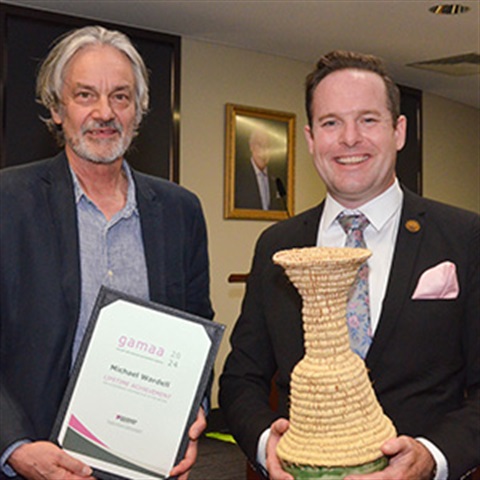 Michael Wardell and Mayor Jon Raven at the Logan Art Gallery