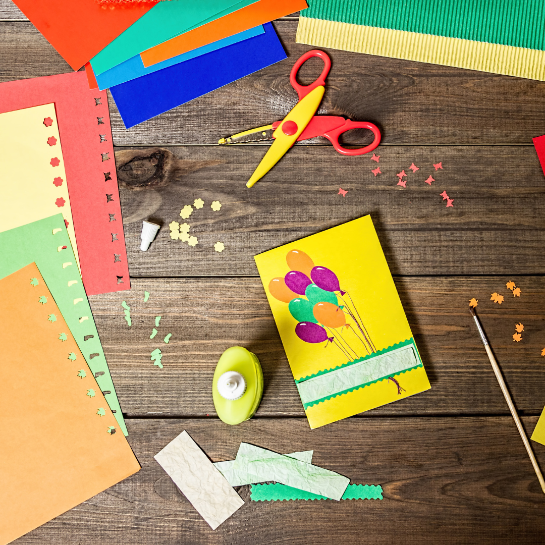 craft supplies scattered on a table