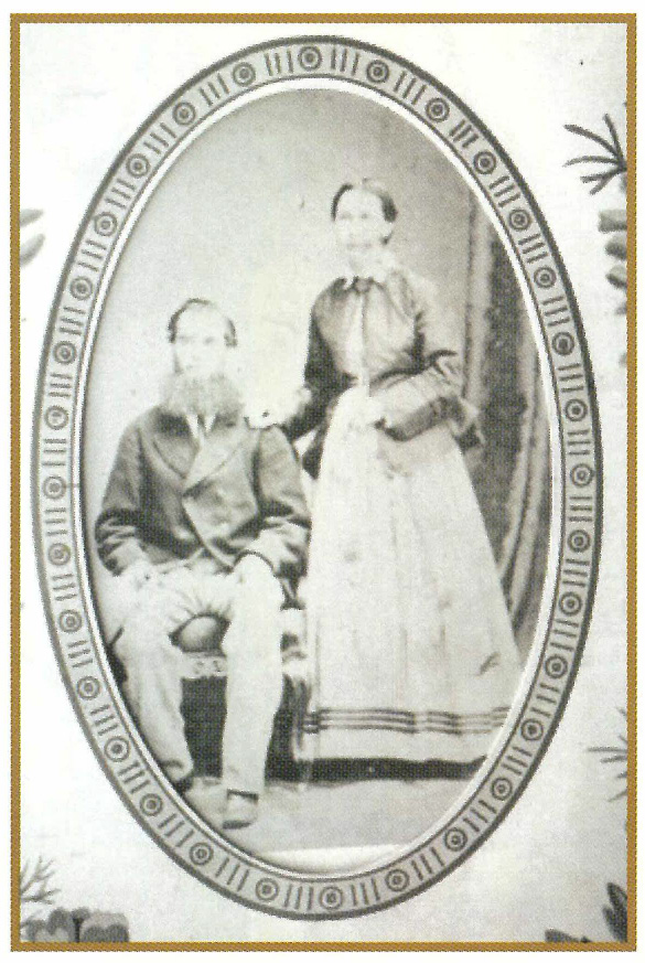 Black and white photo showing George and Mary Ann Hawkins