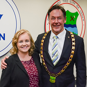 Outgoing Mayor Darren Power and Deputy Mayor Laurie Koranski at today’s final Ordinary Council meeting.