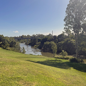 An image of the Logan River at Logan Village.