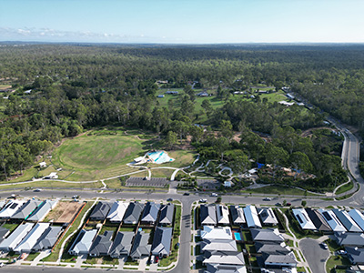 Arial image showing Pebble Creek parklands