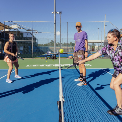 people playing pickleball