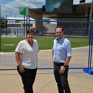 A photograph of Councillors Jon Raven and Karen Murphy at Beenleigh Town Square.