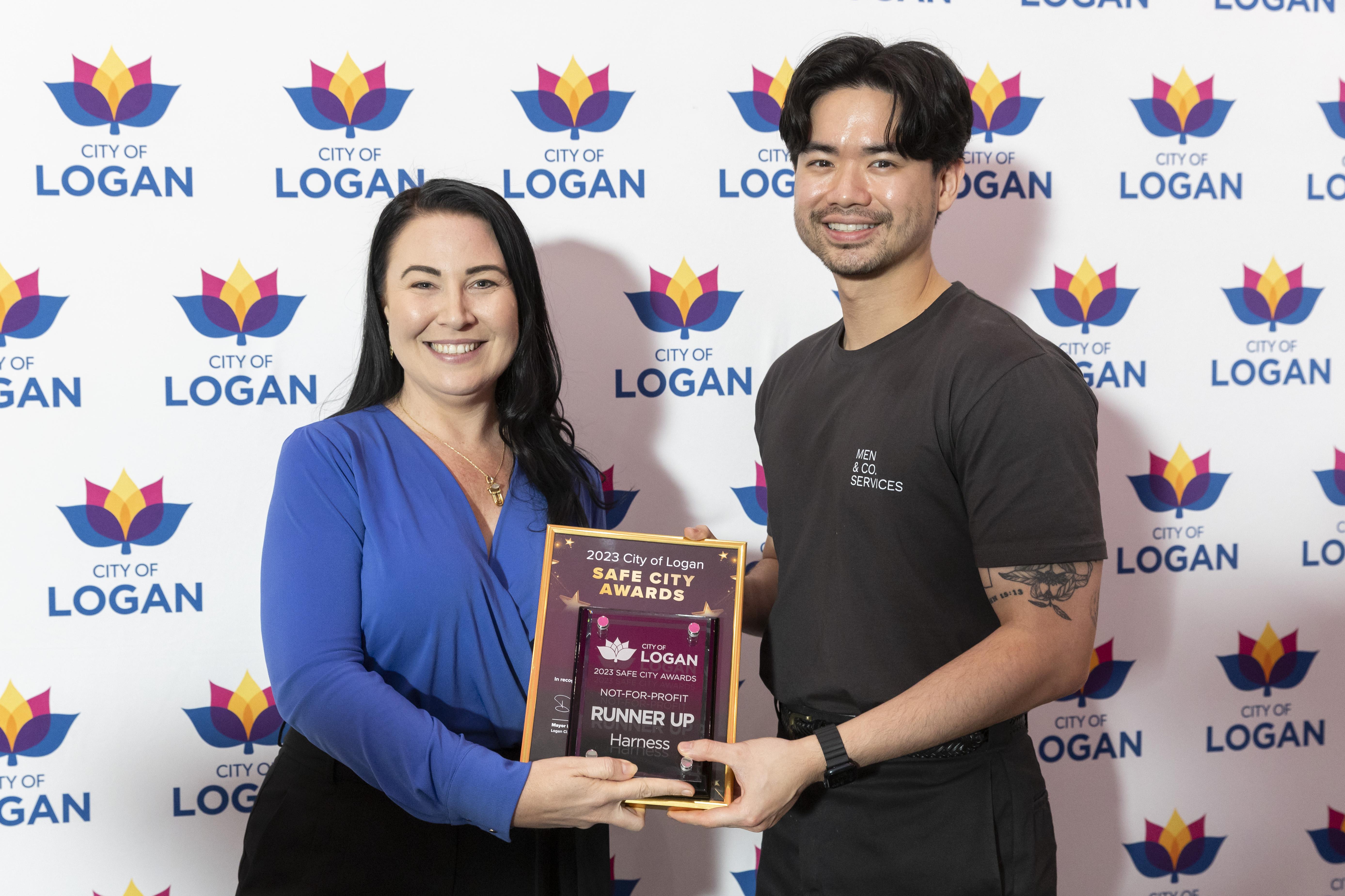 Not-For-Profit category runner-up Sidney Wong from Harness with Cr Mindy Russell at City of Logan Safe City Awards