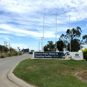 An image of the entrance to the Browns Plains waste and recycling facility which is among five similar facilities in the City of Logan that will be closed from tomorrow (April 1) except for essential waste vehicles.