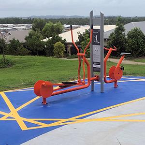 An image of one of the new pieces of exercise equipment in Park Ridge's upgraded East Beaumont Park.