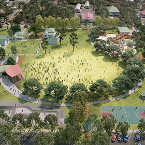 An artist's impression of how an upgraded Logan Village Green might look under the new Master Plan adopted by Council.