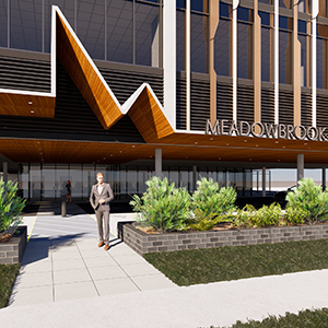 An artist's render of the outside of the approved $30 million medical and health centre project in Meadowbrook.