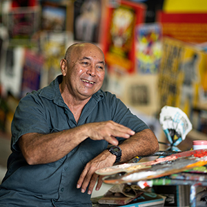 First Nations artists, including Gordon Hookey pictured, are bringing a travelling exhibition to the City of Logan.