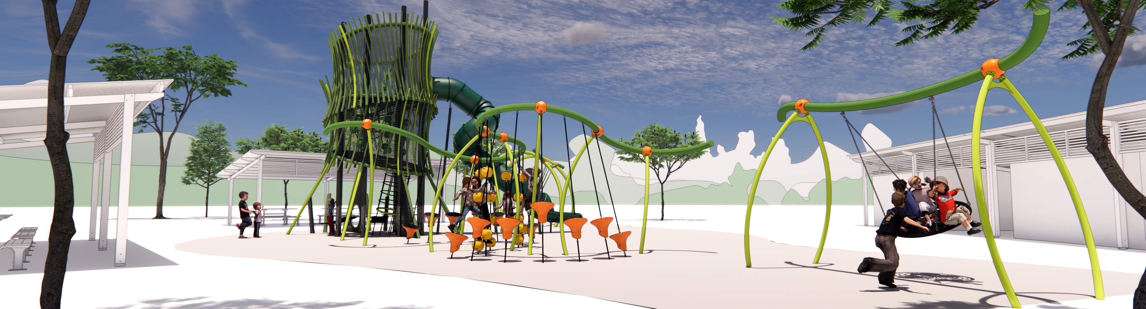 A stylised image of the new playground at Waterford District park