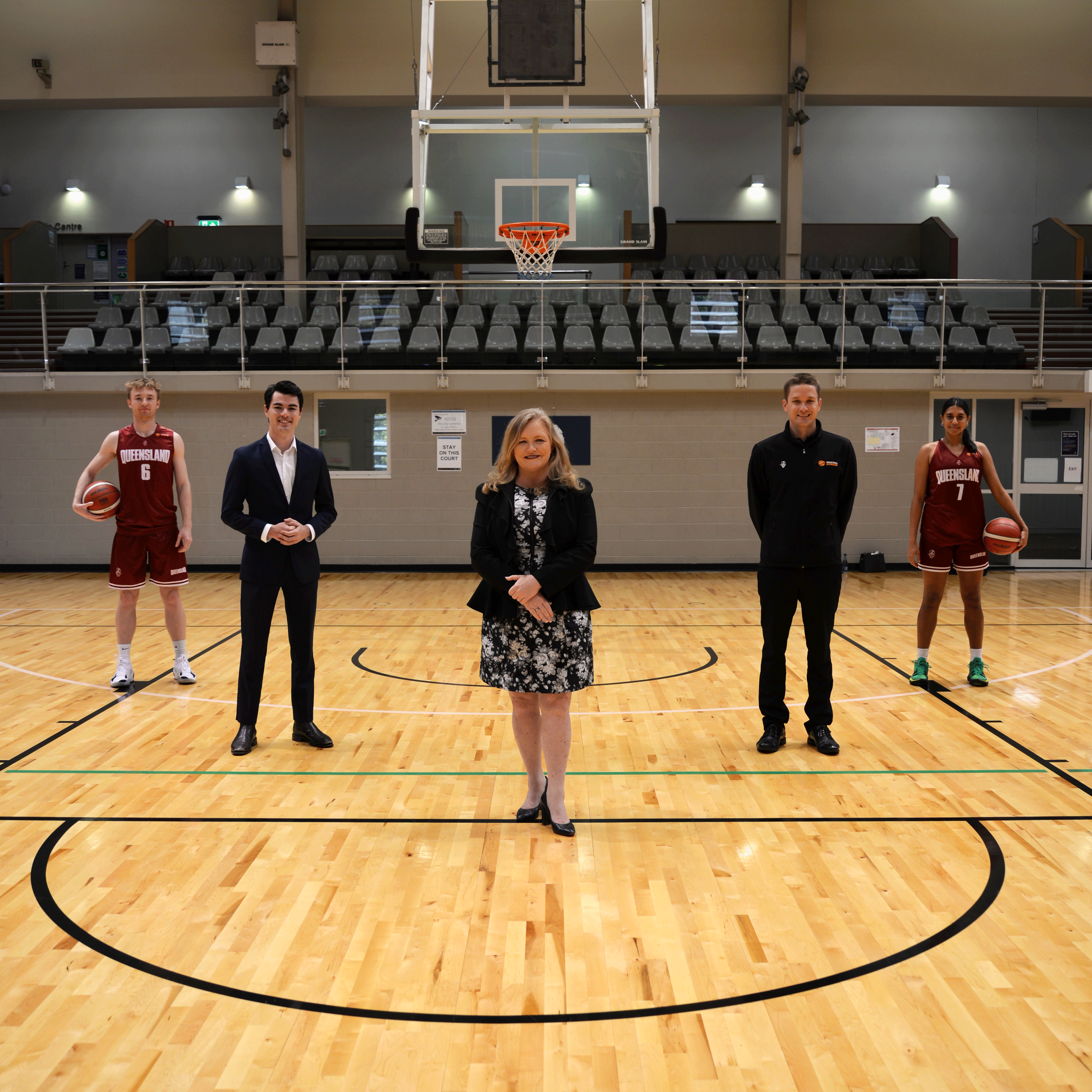 This is a photo of people on a basketball court