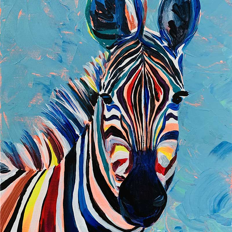 Painted picture of a Zebra