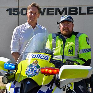 City of Logan Mayor Darren Power and Acting Sergeant Dave Gibson at the start of Road Safety Week.