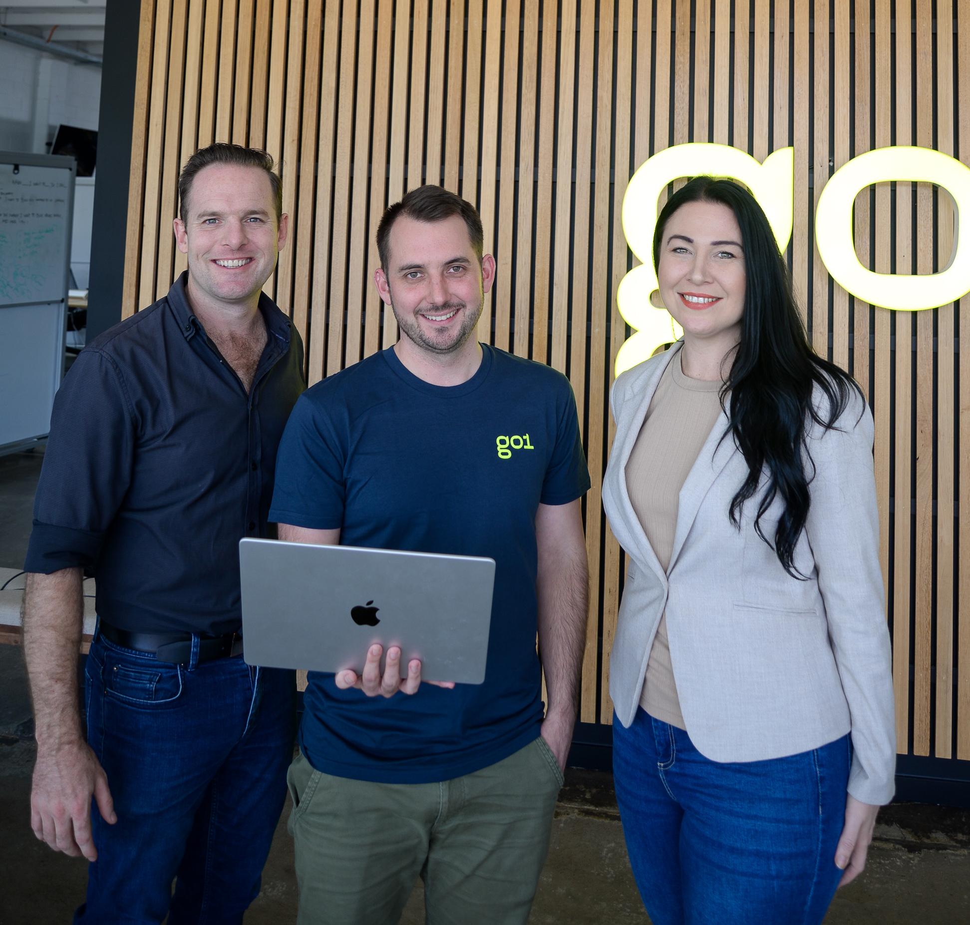 Economic Planning Chair, Councillor Jon Raven, with Division 3 Councillor Mindy Russell and Go1 founder Chris Eigeland