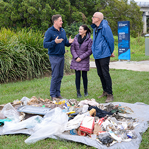 City of Logan Mayor Darren Power, HLW CEO Julie McLellan and Substation 33 founder Tony Sharp.