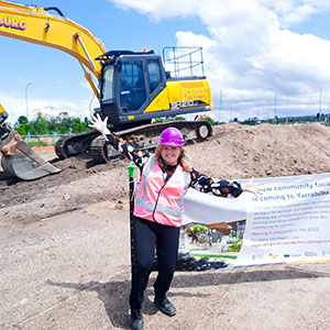 Councillor Laurie Koranski at the site of the future community centre in Yarrabilba.