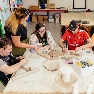 Youth modelling clay