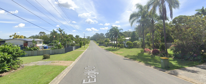 Eagle Drive, view of the road and footpaths and houses along the road