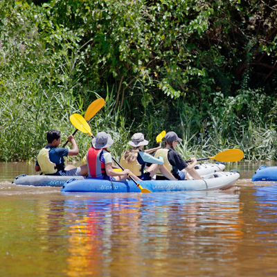 A group doing kayaking