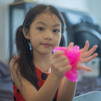 Handing with blue slime on it.