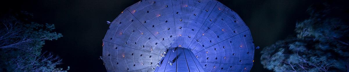 Picture of water tower at night