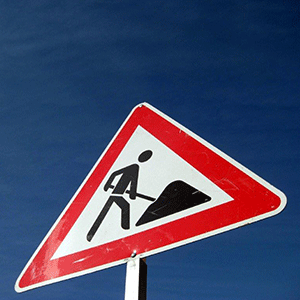 Sign indicating roadworks ahead